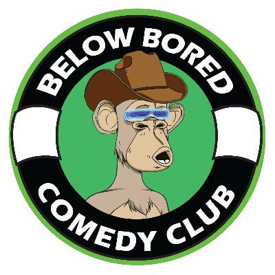 Below Bored Comedy Club logo